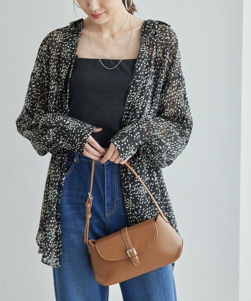 セール】羽織りも前後2WAYシアー柄リボンブラウス（シャツ/ブラウス