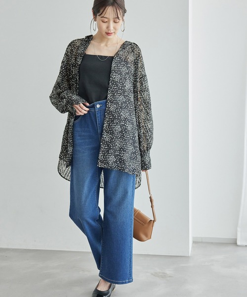 ROPE' PICNIC（ロペピクニック）の「羽織りも前後２WAYシアー柄リボンブラウス（シャツ/ブラウス・レディース・オフホワイト/ブラック系その他/ピンク/ベージュ系その他・38）」の5枚目の写真