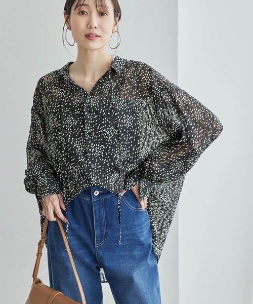 ROPE' PICNIC（ロペピクニック）の「羽織りも前後２WAYシアー柄リボンブラウス（シャツ/ブラウス・レディース・オフホワイト/ブラック系その他/ピンク/ベージュ系その他・38）」の11枚目の写真