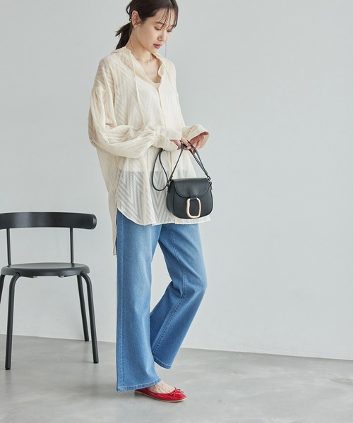 ROPE' PICNIC（ロペピクニック）の「羽織りも前後２WAYシアー柄リボンブラウス（シャツ/ブラウス・レディース・オフホワイト/ブラック系その他/ピンク/ベージュ系その他・38）」の12枚目の写真