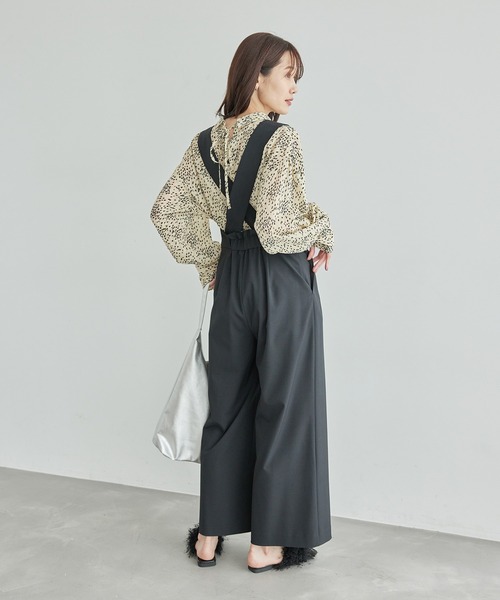 セール】羽織りも前後2WAYシアー柄リボンブラウス（シャツ/ブラウス