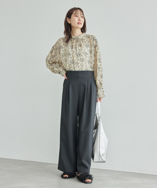 セール】羽織りも前後2WAYシアー柄リボンブラウス（シャツ/ブラウス