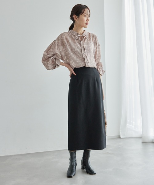 セール】羽織りも前後2WAYシアー柄リボンブラウス（シャツ/ブラウス