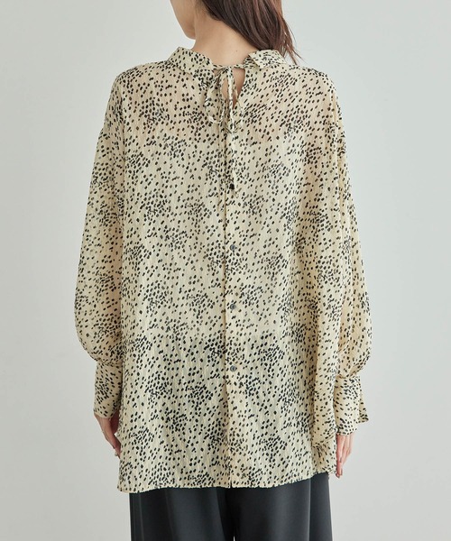 セール】羽織りも前後2WAYシアー柄リボンブラウス（シャツ/ブラウス