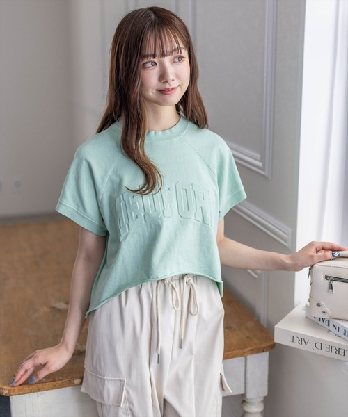 clear（クリア）の「ピグメント加工エンボスカットソートップス［着回し力抜群 大人 カジュアル］≪再入荷≫（Tシャツ/カットソー・レディース・アイボリー/グリーン/イエロー/グレー・F）」の21枚目の写真