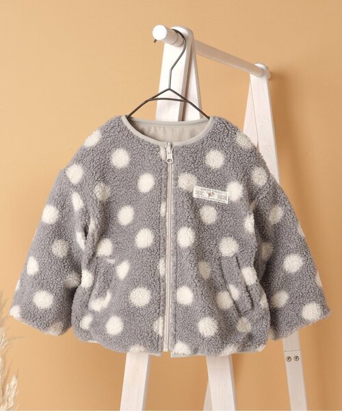 apres les cours（アプレレクール）の「【WEB限定】ボアリバーシブルアウター（ブルゾン・キッズ・ベージュ/ピンク/グレー・80/90/100/110/120/130/140）」の2枚目の写真