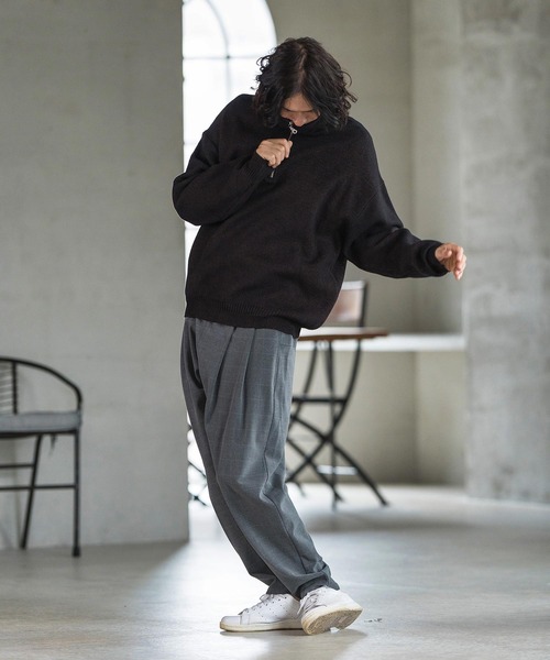 mp12640- Windowpane Check Tapered Pants テーパードパンツ