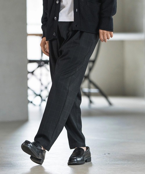 mp12640- Windowpane Check Tapered Pants テーパードパンツ