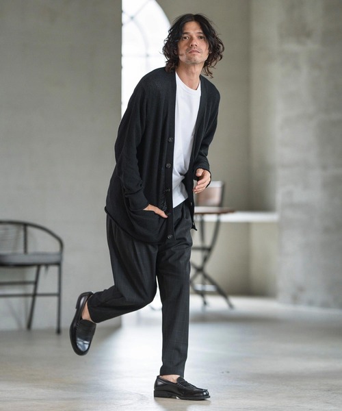 mp12640- Windowpane Check Tapered Pants テーパードパンツ