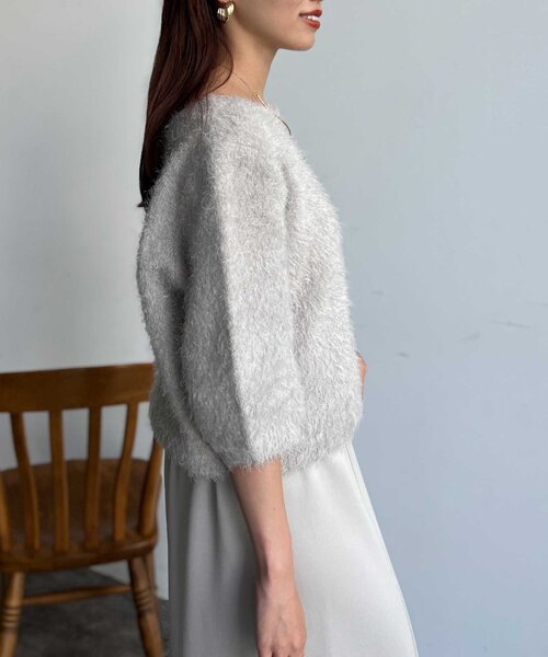 Chez toi(シェトワ)の「Wフェイスシャギー6分袖プルオーバー(ニット/セーター・レディース・ライトグレー/グリーン/チャコールグレー・FREE)」の9枚目の写真