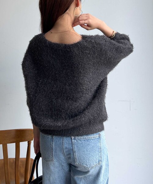 Chez toi(シェトワ)の「Wフェイスシャギー6分袖プルオーバー(ニット/セーター・レディース・ライトグレー/グリーン/チャコールグレー・FREE)」の18枚目の写真