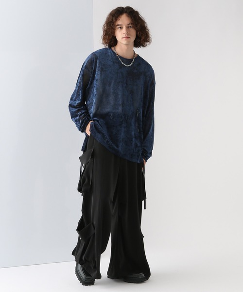 HARE セットアップ　プリーツ　ベロア HARE（ハレ）の「シアーベロアドレープカット(HARE)（Tシャツ