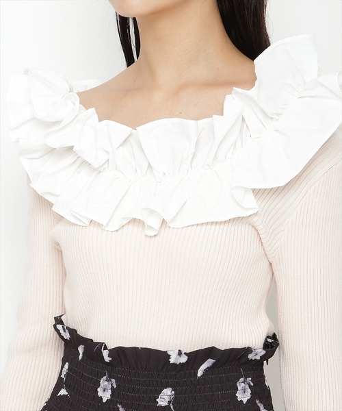 REDYAZEL（レディアゼル）の「フリルドッキングリブニット（ニット/セーター・レディース・ブラック/ブルー/ピンク・FREE）」の7枚目の写真