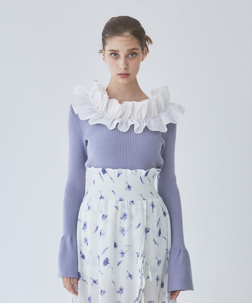 REDYAZEL（レディアゼル）の「フリルドッキングリブニット（ニット/セーター・レディース・ブラック/ブルー/ピンク・FREE）」の9枚目の写真