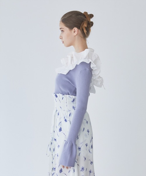 REDYAZEL（レディアゼル）の「フリルドッキングリブニット（ニット/セーター・レディース・ブラック/ブルー/ピンク・FREE）」の10枚目の写真