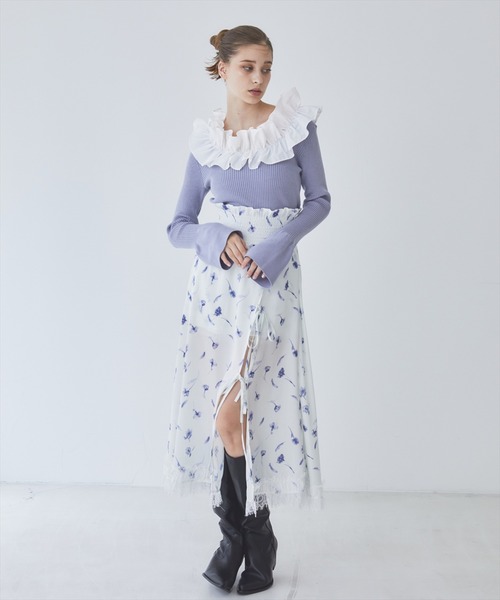 REDYAZEL（レディアゼル）の「フリルドッキングリブニット（ニット/セーター・レディース・ブラック/ブルー/ピンク・FREE）」の12枚目の写真