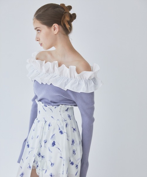 REDYAZEL（レディアゼル）の「フリルドッキングリブニット（ニット/セーター・レディース・ブラック/ブルー/ピンク・FREE）」の19枚目の写真