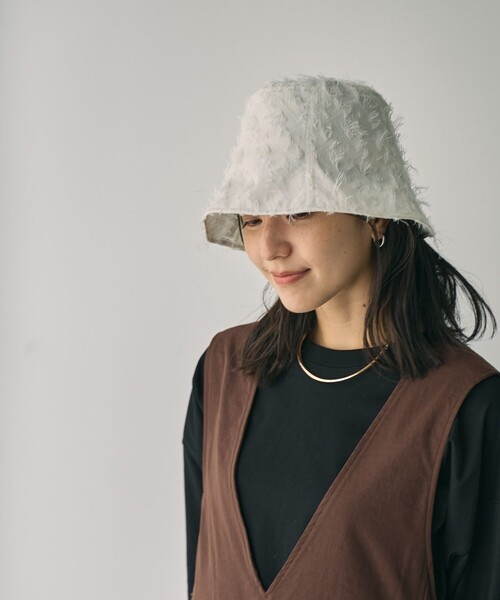 coen（コーエン）の「カットジャガードバケットハット（ハット・レディース・ブラック/オフホワイト・FREE）」の6枚目の写真