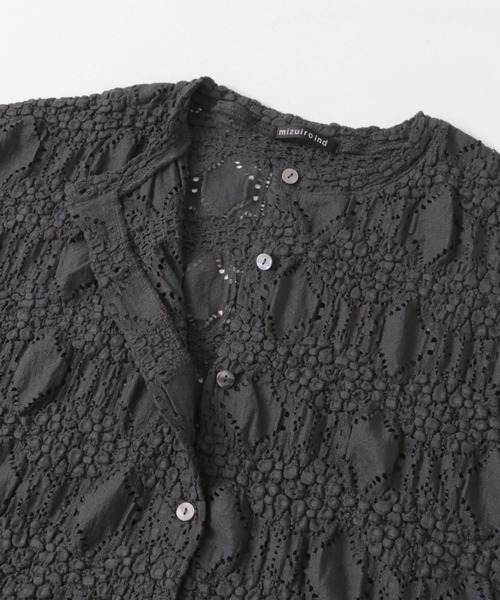 mizuiroind（ミズイロインド）の「mizuiro ind　sheerpattern knitting cardigan（カーディガン/ボレロ・レディース・ブラック/ダークグレー・ONE）」の8枚目の写真