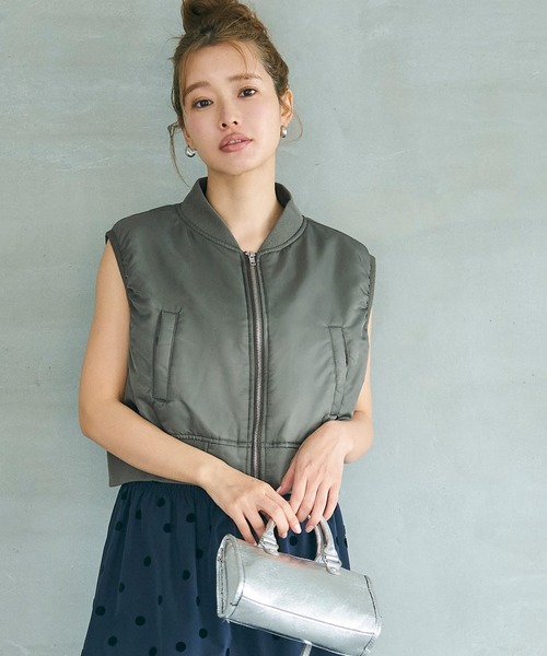 coca（coca）（コカ）の「MA-1ノースリーブジャケット（MA-1・レディース・ブラック/カーキ・ONE SIZE）」の5枚目の写真