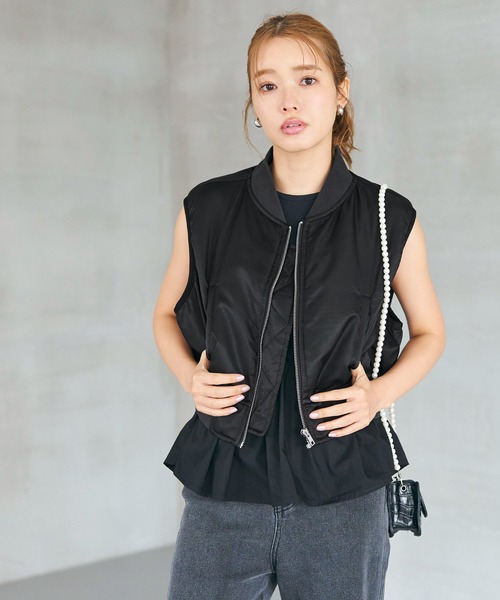 coca（coca）（コカ）の「MA-1ノースリーブジャケット（MA-1・レディース・ブラック/カーキ・ONE SIZE）」の10枚目の写真