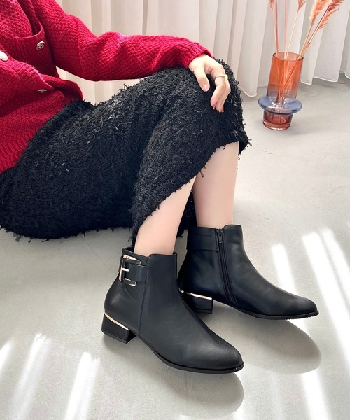 WA ORiental TRaffic（ダブルエーオリエンタルトラフィック）の「バックルベルトショートブーツ 42402（ブーツ・レディース・ベージュ/ブラック/ブラウン・LL/L/M/S/SS/3L）」の5枚目の写真