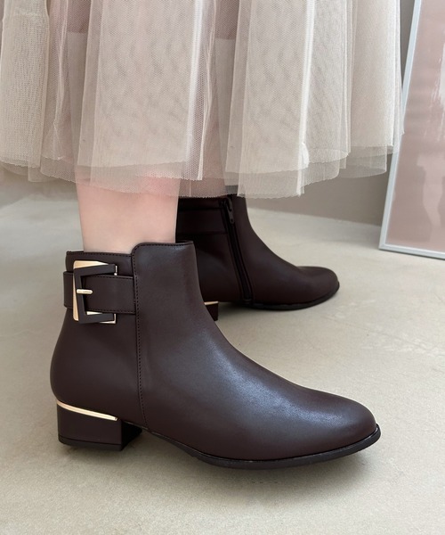 WA ORiental TRaffic（ダブルエーオリエンタルトラフィック）の「バックルベルトショートブーツ 42402（ブーツ・レディース・ベージュ/ブラック/ブラウン・LL/L/M/S/SS/3L）」の18枚目の写真