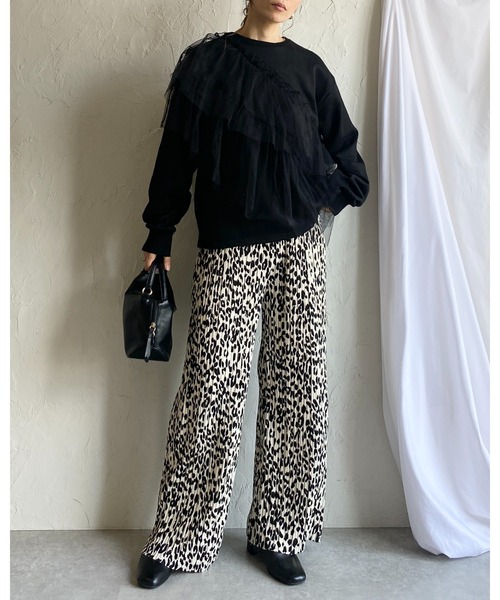 Satinストレートパンツ レオパード Satinストレートパンツ レオパード