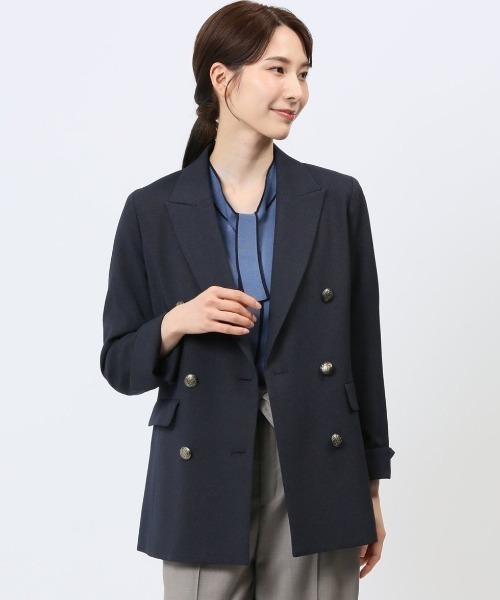 m.f.エディトリアル レディース ウーリッシュ ダブルジャケット ピンドット紺（スーツジャケット）｜m.f.editorial（エムエフエディトリアル）