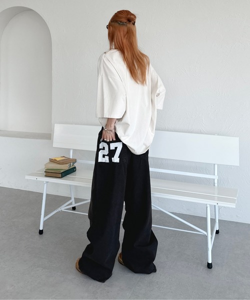 sedacle（セダクル）の「デニムスターアップリケT（Tシャツ/カットソー・メンズ・チャコールグレー/ブラウン/アイボリー・LARGE/SMALL/MEDIUM）」の9枚目の写真