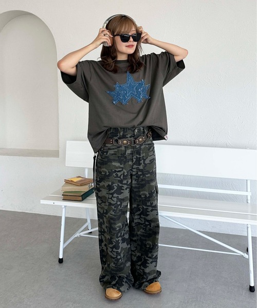 sedacle（セダクル）の「デニムスターアップリケT（Tシャツ/カットソー・メンズ・チャコールグレー/ブラウン/アイボリー・LARGE/SMALL/MEDIUM）」の16枚目の写真