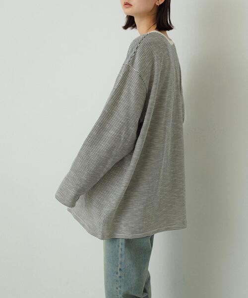 SENSE OF PLACE by URBAN RESEARCH（センスオブプレイスバイアーバンリサーチ）の「シアーボーダールーズトップ（Tシャツ/カットソー・レディース・ブラウン系その他/ホワイト系その他/グレー系その他・ONE）」の4枚目の写真