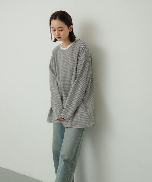 SENSE OF PLACE by URBAN RESEARCH（センスオブプレイスバイアーバンリサーチ）の「シアーボーダールーズトップ（Tシャツ/カットソー・レディース・ブラウン系その他/ホワイト系その他/グレー系その他・ONE）」の5枚目の写真