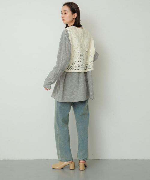 SENSE OF PLACE by URBAN RESEARCH（センスオブプレイスバイアーバンリサーチ）の「シアーボーダールーズトップ（Tシャツ/カットソー・レディース・ブラウン系その他/ホワイト系その他/グレー系その他・ONE）」の7枚目の写真