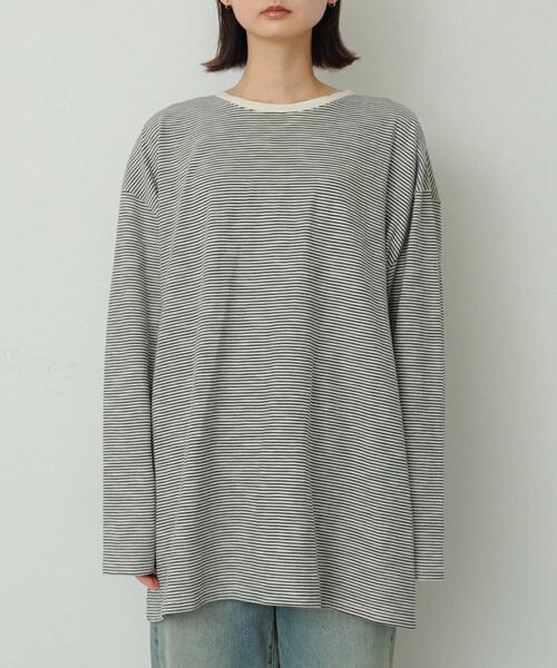 SENSE OF PLACE by URBAN RESEARCH（センスオブプレイスバイアーバンリサーチ）の「シアーボーダールーズトップ（Tシャツ/カットソー・レディース・ブラウン系その他/ホワイト系その他/グレー系その他・ONE）」の8枚目の写真