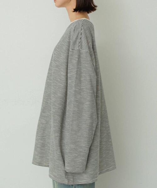 SENSE OF PLACE by URBAN RESEARCH（センスオブプレイスバイアーバンリサーチ）の「シアーボーダールーズトップ（Tシャツ/カットソー・レディース・ブラウン系その他/ホワイト系その他/グレー系その他・ONE）」の9枚目の写真