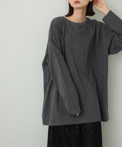 SENSE OF PLACE by URBAN RESEARCH（センスオブプレイスバイアーバンリサーチ）の「シアーボーダールーズトップ（Tシャツ/カットソー・レディース・ブラウン系その他/ホワイト系その他/グレー系その他・ONE）」の15枚目の写真