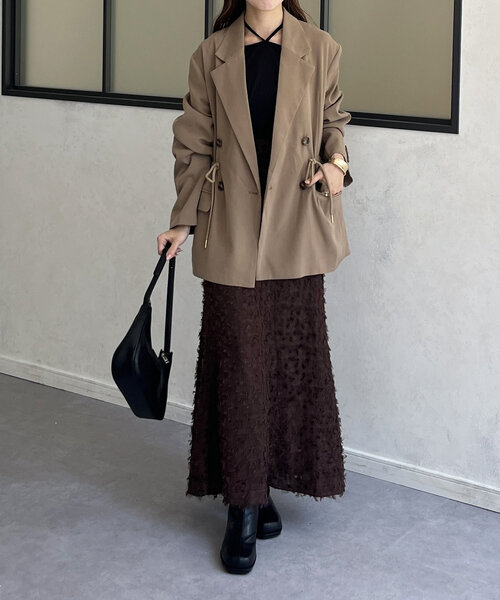 Thevon（ゼボン）の「ウエストドロストテーラードジャケット（テーラードジャケット・レディース・ネイビー/ベージュ/ブラウン・FREE）」の17枚目の写真