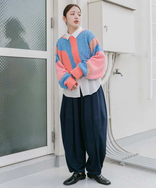 KBF（ケイビーエフ）の「アートフリンジクロップドニット（ニット/セーター・レディース・グレー系その他/オレンジ系その他・ONE）」の5枚目の写真