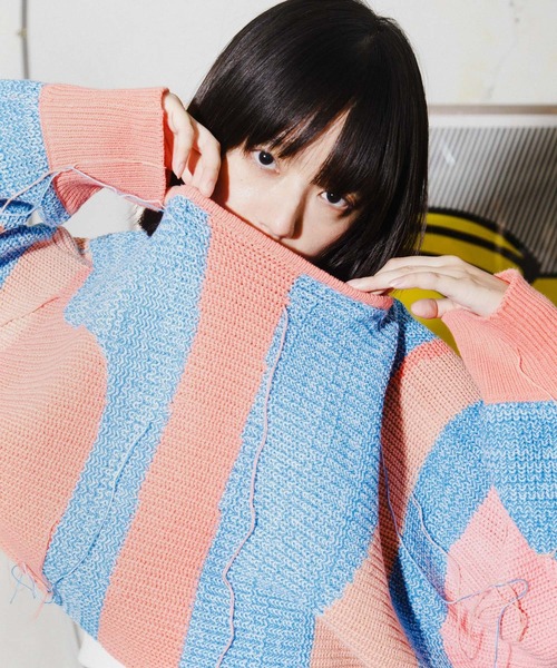 KBF（ケイビーエフ）の「アートフリンジクロップドニット（ニット/セーター・レディース・グレー系その他/オレンジ系その他・ONE）」の15枚目の写真