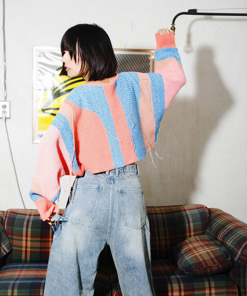 KBF（ケイビーエフ）の「アートフリンジクロップドニット（ニット/セーター・レディース・グレー系その他/オレンジ系その他・ONE）」の19枚目の写真