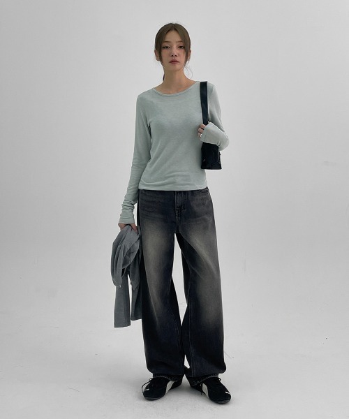 BLACKUP（ブラックアップ）の「[B-DENIM] ESSENTIAL WIDE 029（デニムパンツ・レディース・ブラック/ブルー・LARGE/SMALL/MEDIUM）」の6枚目の写真