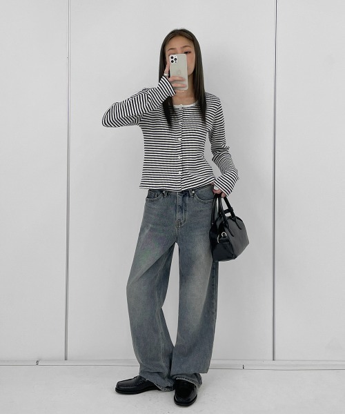 BLACKUP（ブラックアップ）の「[B-DENIM] ESSENTIAL WIDE 029（デニムパンツ・レディース・ブラック/ブルー・LARGE/SMALL/MEDIUM）」の11枚目の写真