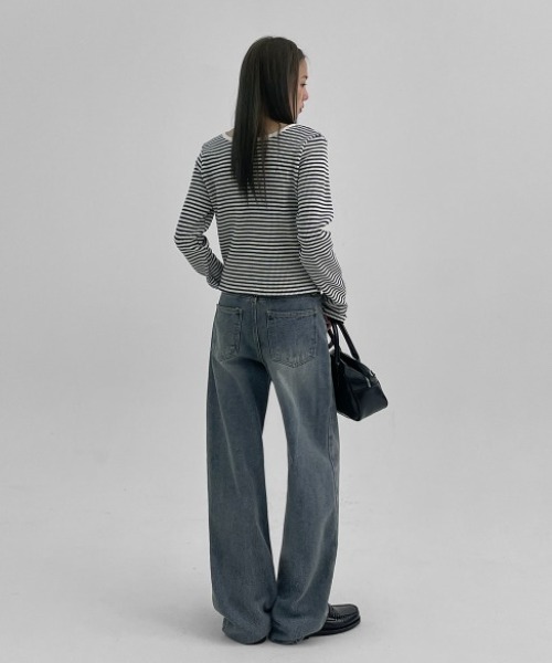 BLACKUP（ブラックアップ）の「[B-DENIM] ESSENTIAL WIDE 029（デニムパンツ・レディース・ブラック/ブルー・LARGE/SMALL/MEDIUM）」の14枚目の写真