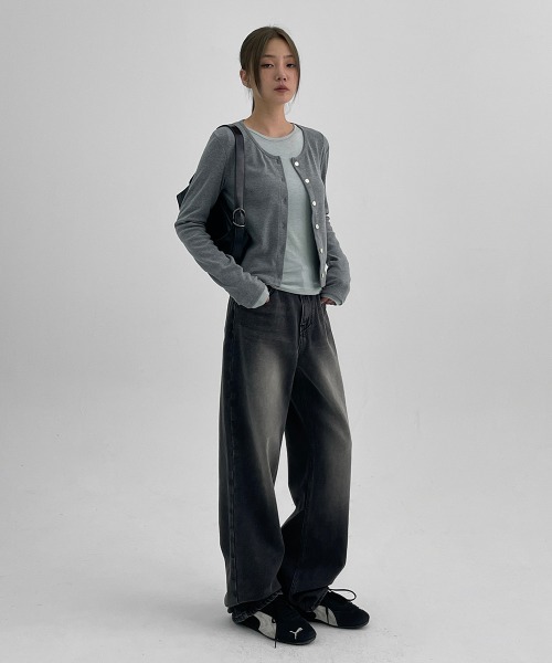 BLACKUP（ブラックアップ）の「[B-DENIM] ESSENTIAL WIDE 029（デニムパンツ・レディース・ブラック/ブルー・LARGE/SMALL/MEDIUM）」の4枚目の写真