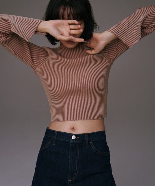 NERGY（ナージー）の「【Skin Protect】近赤外線＆UV＆静電気防止 リブニットプルオーバー（ニット/セーター・レディース・ベージュ/スミクロ/グレー・FREE）」の3枚目の写真