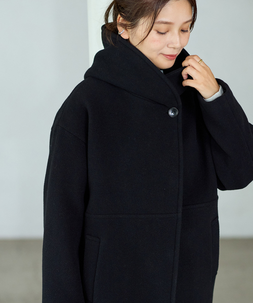 JOURNAL STANDARD（ジャーナルスタンダード）の「《WEB限定追加》スーパー140モッサフードコート（その他アウター・レディース・ブラック/グレー・38/36）」の18枚目の写真