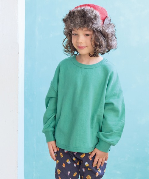 Life Support Products（ライフサポートプロダクツ）の「スウェートﾞ裏毛裾ラウンドトレーナー（スウェット・キッズ・キナリ/チャコール/グリーン/オフホワイト/杢グレー/ブラック・100/110/120/130/140/150/80/90/95）」の6枚目の写真