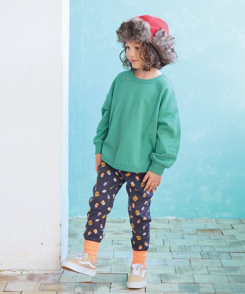 Life Support Products（ライフサポートプロダクツ）の「スウェートﾞ裏毛裾ラウンドトレーナー（スウェット・キッズ・キナリ/チャコール/グリーン/オフホワイト/杢グレー/ブラック・100/110/120/130/140/150/80/90/95）」の13枚目の写真