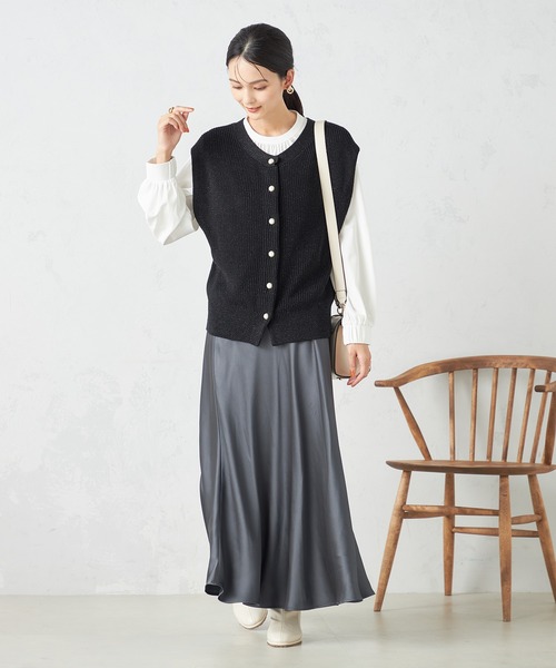 a.v.v(アーヴェヴェ)の「【2SET】ラメニットベスト×ブラウスセット(ニット/セーター・レディース・ブラック/ブルー/グレー系その他・36/42/34/40/38)」の8枚目の写真